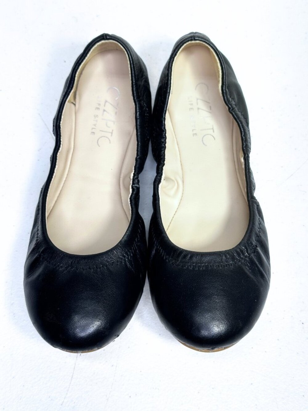 CZZPTC Life Style Women's Black Leather Ballet Flats 7M